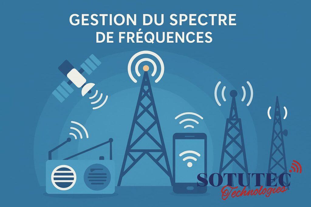gestion du spectre de fréquences anf en tunisie avec antennes radio, satellite et logo sotutec technologies