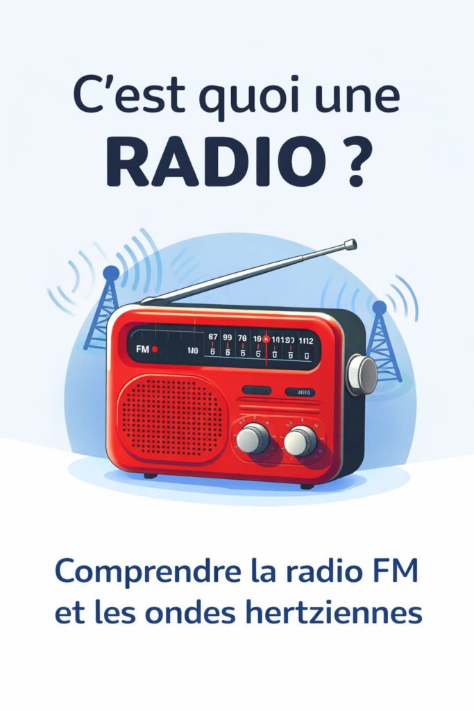 Illustration expliquant le fonctionnement de la radio FM et des ondes hertziennes