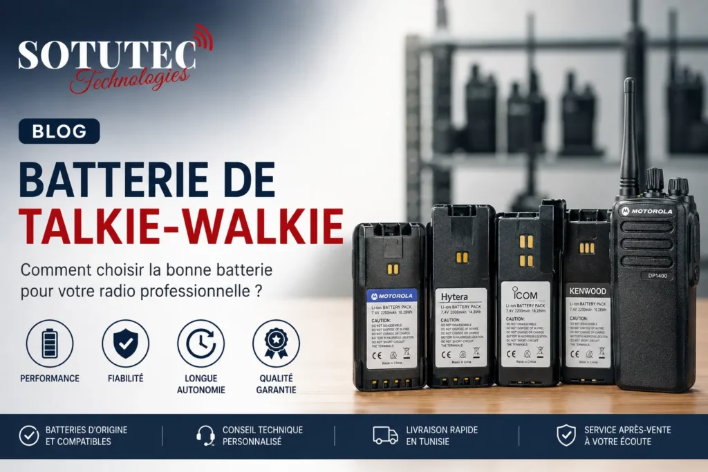 Batterie de talkie-walkie professionnelle Motorola, Hytera, ICOM et Kenwood en Tunisie