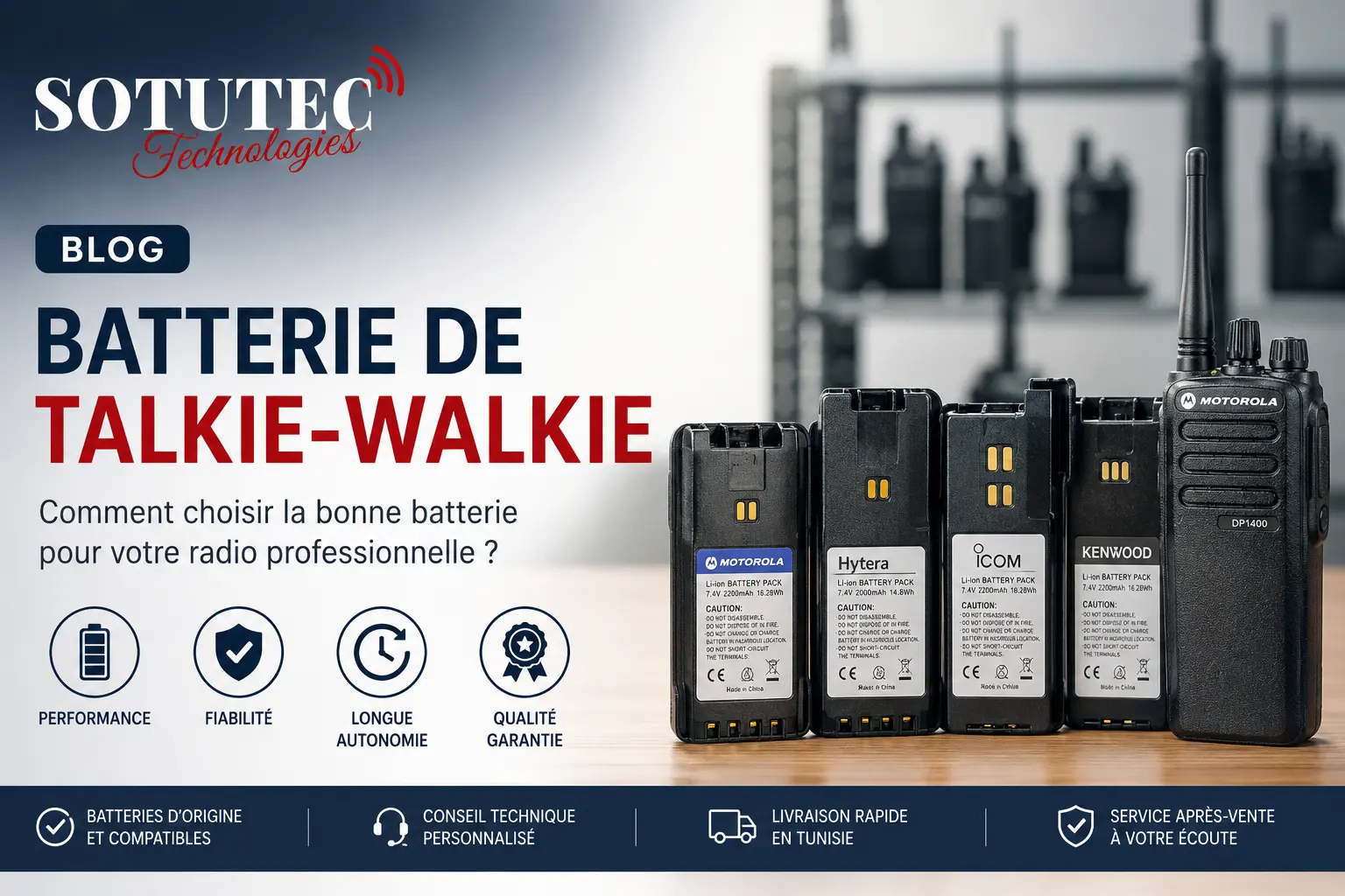 Batterie de talkie-walkie professionnelle Motorola Hytera ICOM Kenwood en Tunisie