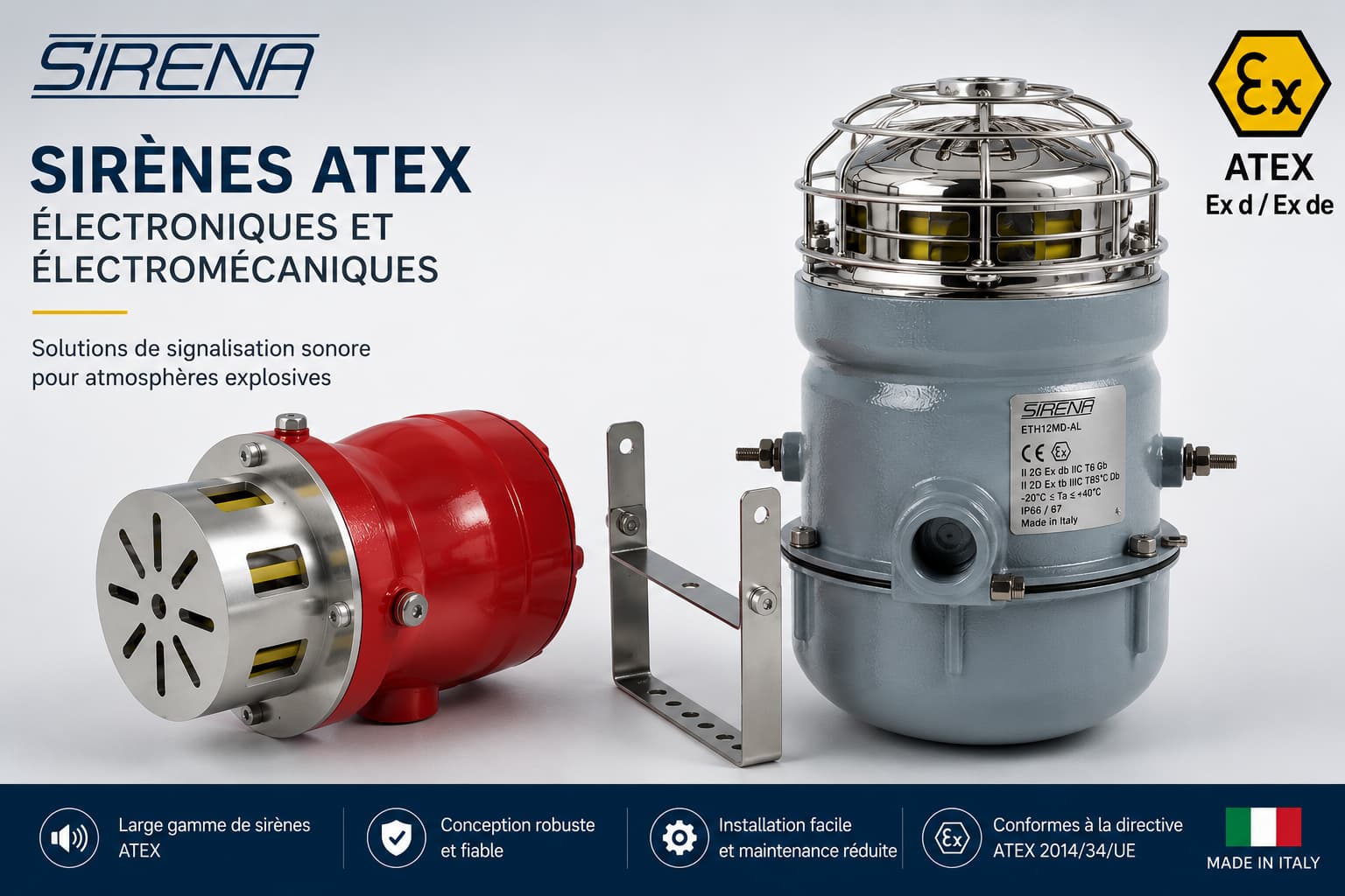 Sirènes ATEX électroniques et électromécaniques Sirena pour les Zones 1, 2, 21 et 22